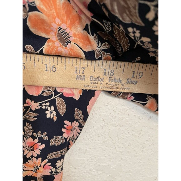 Old Navy Women’s Large Black Floral Midi Dress Square Neck Puff Sleeve Leg Slit - Picture 12 of 12